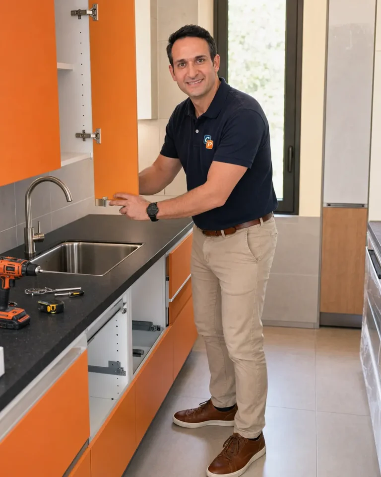 Daniel Jiménez montando una cocina moderna